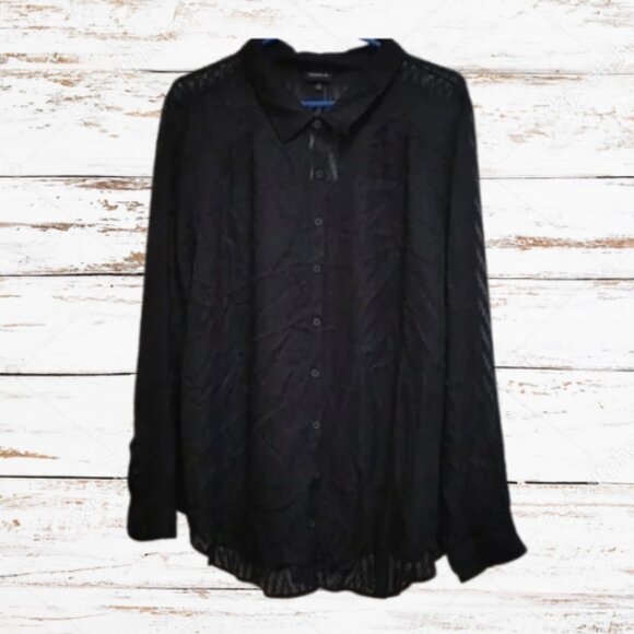 TORRID NWT Plus size 4 black long sleeve buttons down blouse top shirt t… - Picture 1 of 9